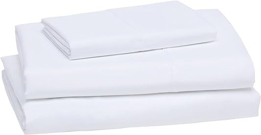 Set de lenjerie de pat din 4 piese din bumbac, ușoară, super moale, ușor de întreținut, alb strălucitor
