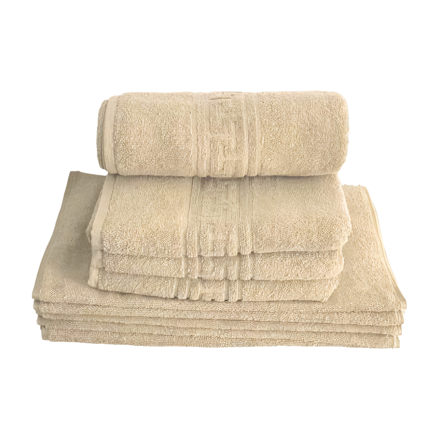 2 σετ πετσέτες Βαμβάκι 100%, Μοντέλο Ελλάδα CREM 70 cm x 140 cm 50 cm x 90 cm