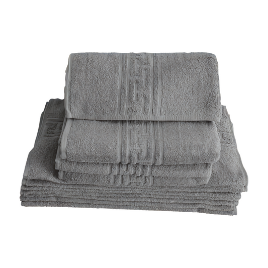 2 комплекта 100% памучни кърпи, сива грес модел 67 cm x 130 cm, 48 cm x 85 cm