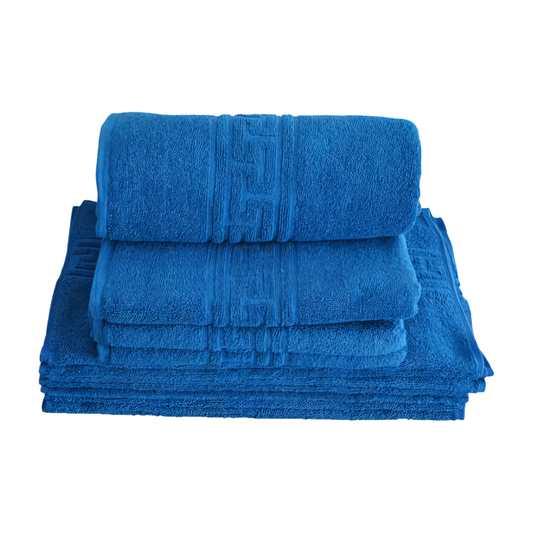 2 комплекта 100% памучни кърпи, синя грес модел 70 см x 140 cm 50 cm x 90 cm