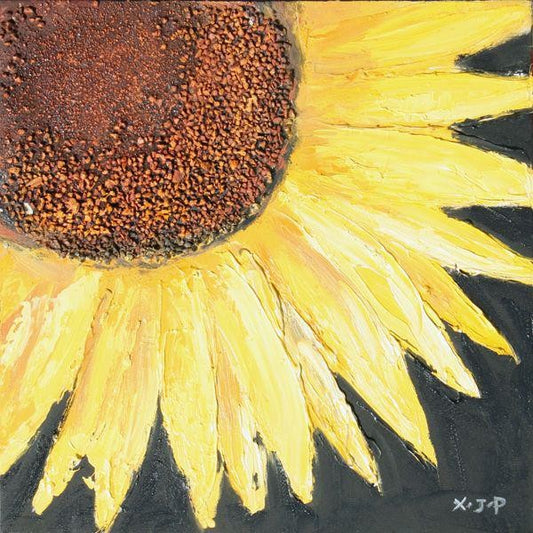Tablou pictat manual Floarea Soarelui B, 40x40cm - naru.ro