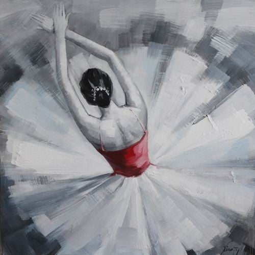 Tablou pictat manual Ballerina, 40x40cm - naru.ro